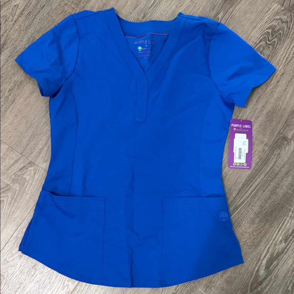 Healing Hands Royal Blue Scrub Top